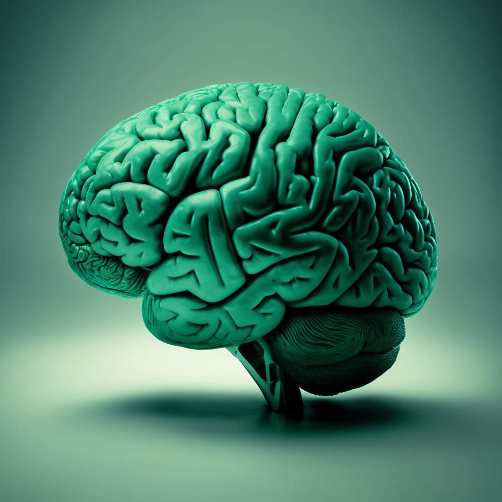 an abstract concept of a brain in green emerald tone