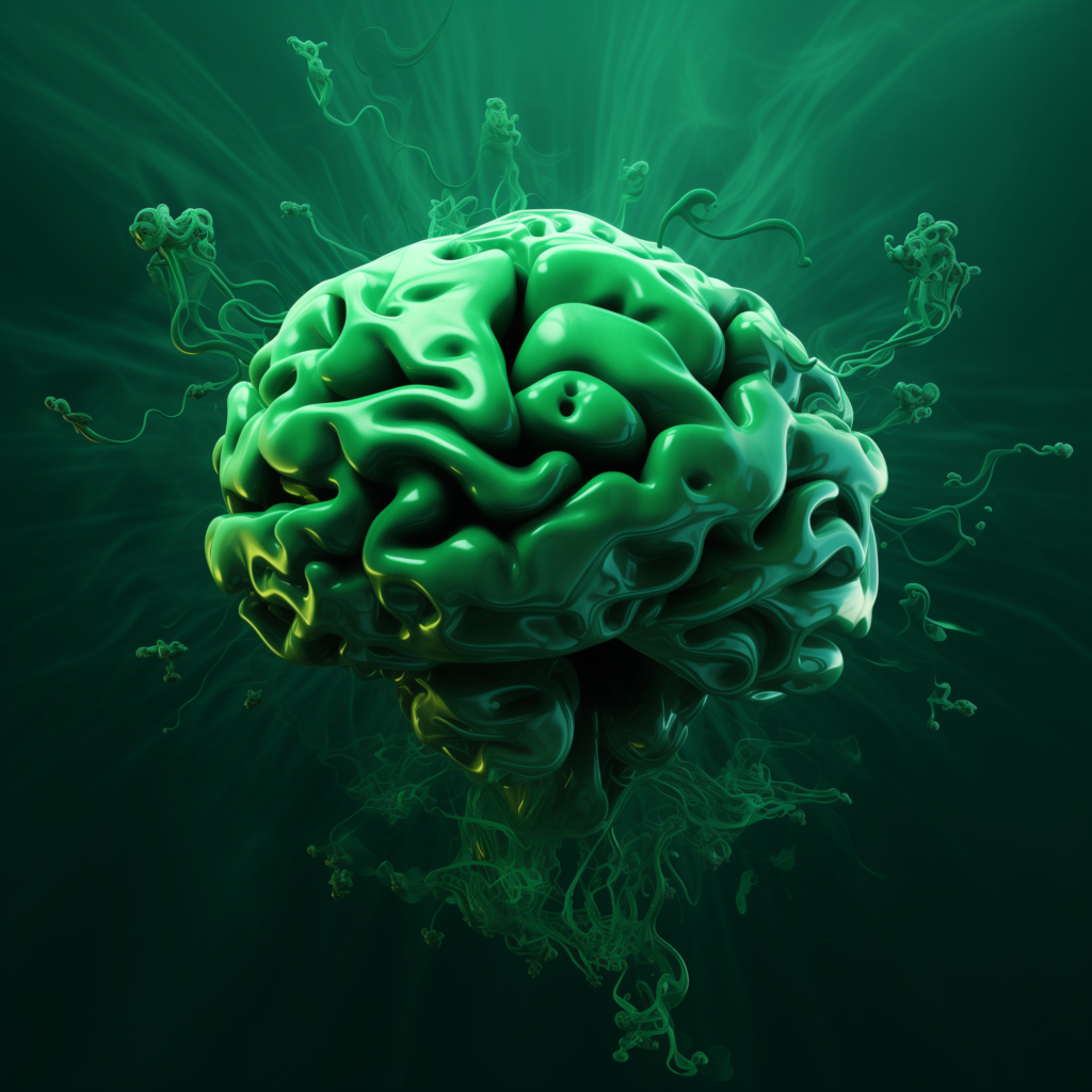 a view of the brain in green shade