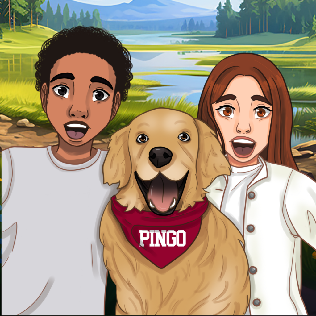 Aria & Liam with their dog Pingo