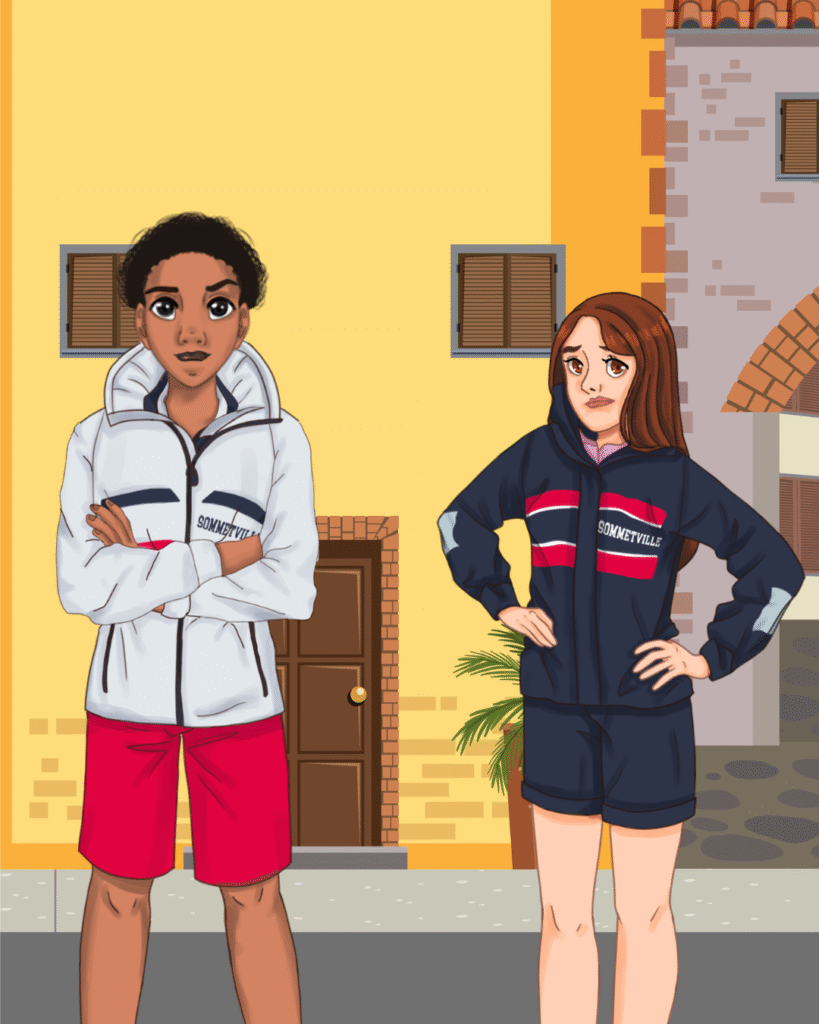 Aria and Liam during their adventure in Atlantis from the book The Cursed Empress.