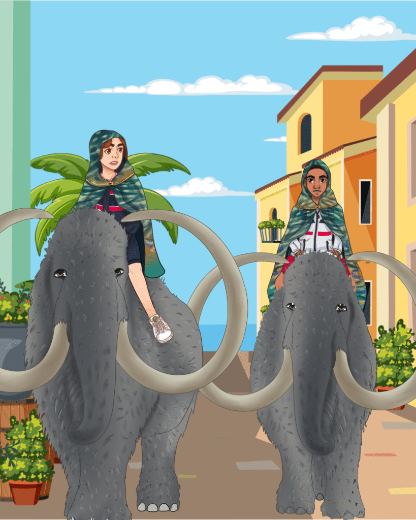 Aria and Liam during their adventure in Atlantis from the book The Cursed Empress.