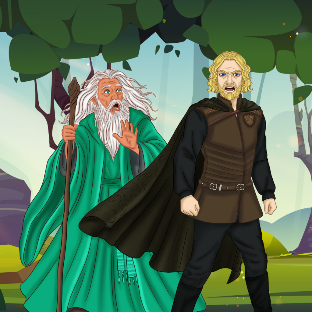 Arthur and Merlin in Aria & Liam and The Druids' Secret
